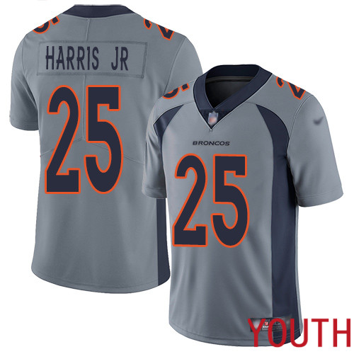 Youth Denver Broncos #25 Chris Harris Jr Limited Silver Inverted Legend Football NFL Jersey->youth nfl jersey->Youth Jersey